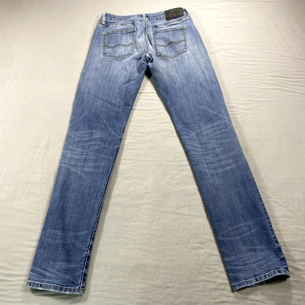 American Eagle Jeans Mens 30x33 Blue Denim Slim Extreme Flex Skinny Distressed ^